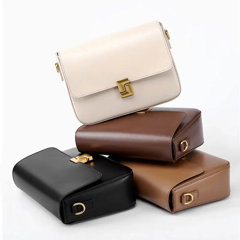 New Cowhide Women's Bag Classics Luxury Designer Women Shoulder Bags Fashion Genuine Leather Square Crossbody Bag