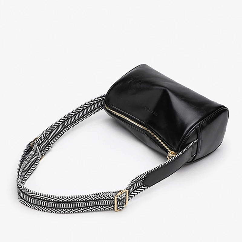 New Fashion Shoulder Bag PU Leather Boston Retro Style Handbag Minimalist Leisure Girl's Crossbody Bag