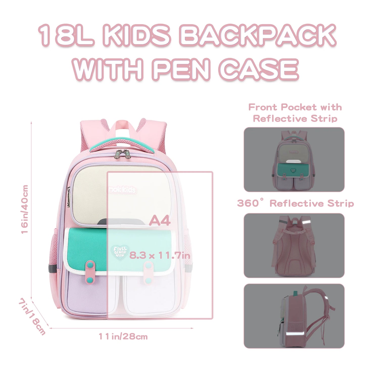 School Bag New Spine Relief Lightweight Backpack Cute Multipocket Book Bag Children Back to School