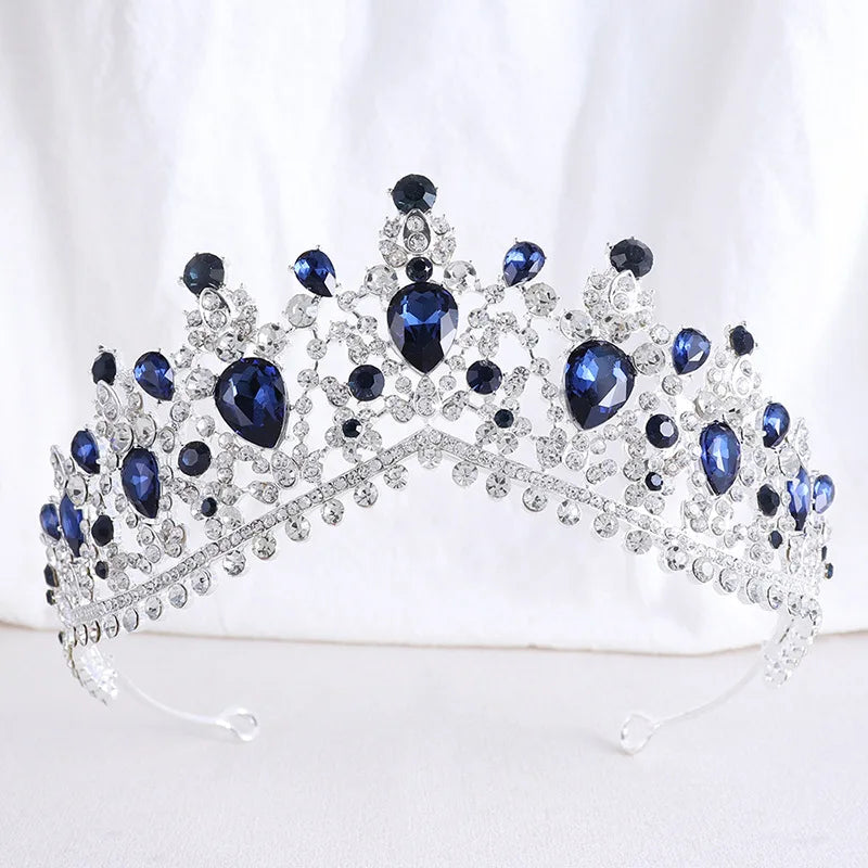 Baroque Luxury Silver Color Green Crystal Bridal Crowns Tiara Rhinestone Diadem Tiaras for Bride Headbands Wedding Accessories - EUFASHIONBAGS