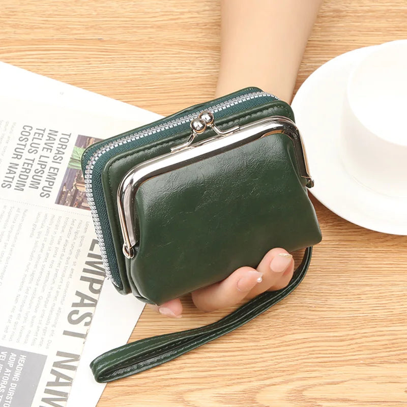 Vintage Women's Wallets Portable Mini Card Holders Coin Small Change Storage Bag Women Zipper Money Clip Girls Handbag