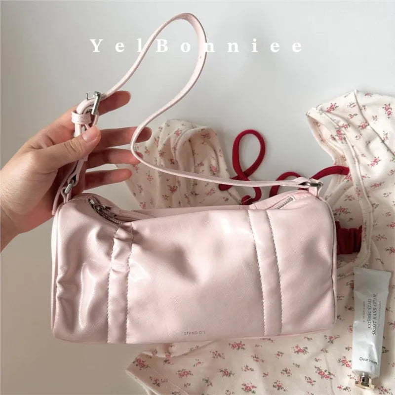 Pink Pillow Y2k Shoulder Bags Lady Fairycore Aesthetic Leather Handbag Purse Hot Girls Bag Luxury Women - EUFASHIONBAGS