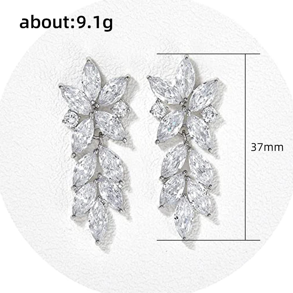 High Quality Cubic Zirconia Drop Earrings for Women Silver Color Temperament Bridal Wedding Earrings Fashion Jewelry 2022 - EUFASHIONBAGS