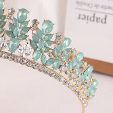 Load image into Gallery viewer, Baroque Green Opal Wedding Headband Crystal Bridal Crowns Tiaras Hair Jewelry Accessories Women Rhinestone Headwear Queen Diadem