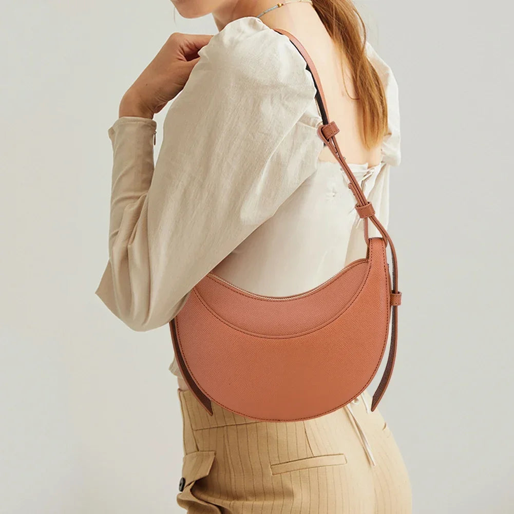 Women Tote Bags Casual Hobo Bag Large PU Half Moon Crescent Bag Saddle Shoulder Bag Commuting Bag