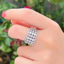 画像をギャラリービューアに読み込む, Round Cubic Zirconia Rings Paved Luxury Adjustable Tennis Rings Wedding Party Gift b105