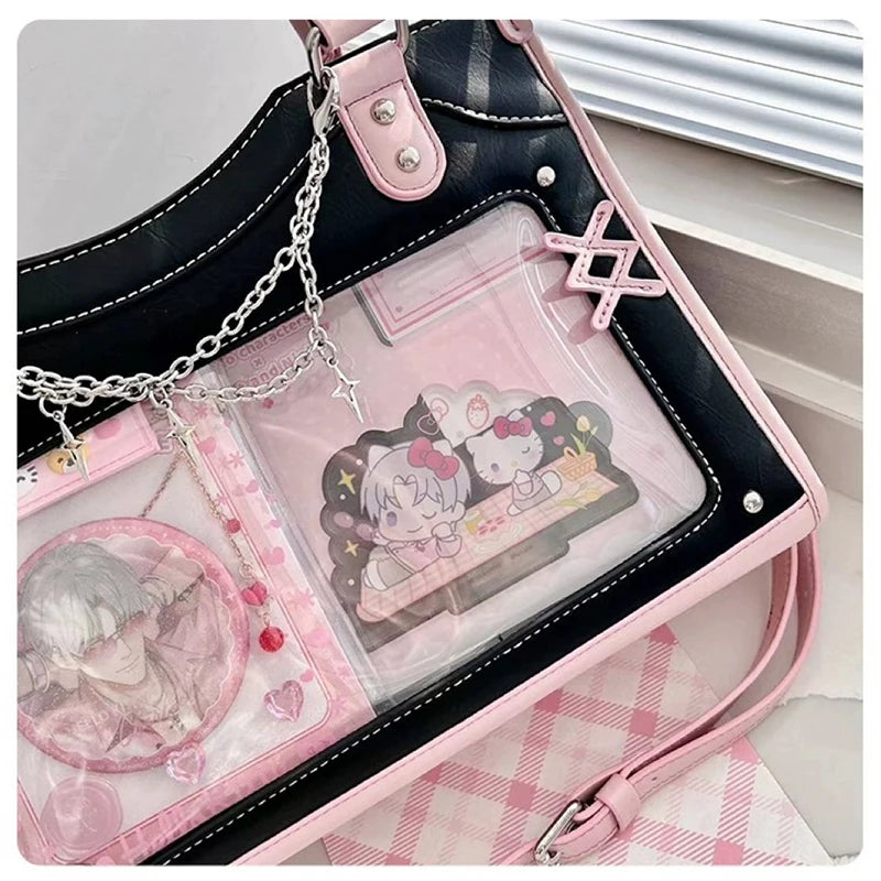 Lolita Women Ita Bags Fashion 2024 Patchwork E Girl Crossbody Shoulder Cool Bags Individuality Subculture DIY Bolso Mujer - EUFASHIONBAGS