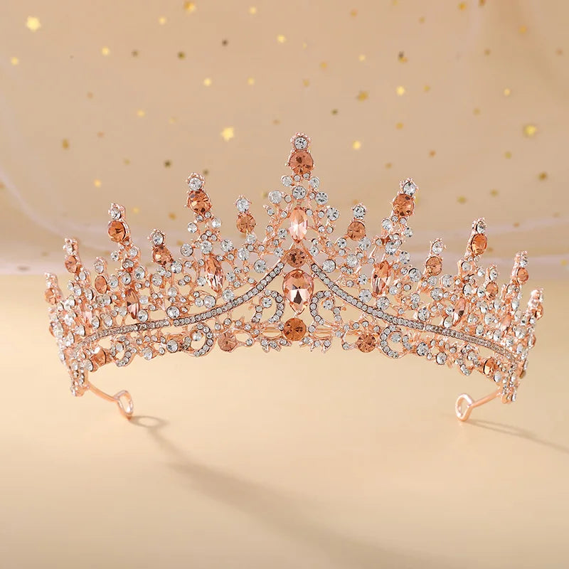 Baroque Princess Queen Opal Crystal Bridal Tiaras Crowns Luxury Elegant Headwear Diadem Wedding Hair Dress Jewelry Accessories - EUFASHIONBAGS