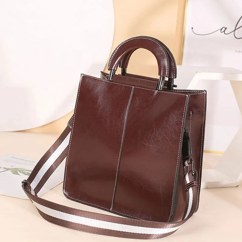 Women's Tote Bag Large  Genuine Leather Women Shoulder Bags Luxury Designer Square Cowhide Female Handbags Crossbody Bag