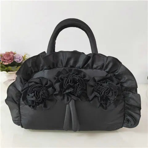 Gothic Purple Y2k Hand Bag Women New Dark Lolita Soft Chic Handle Purse Female Vintage Flower Cute Mini Bag Bolso Mujer - EUFASHIONBAGS