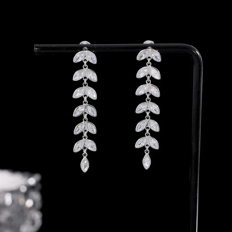 Sparkling Long Earrings for Women Full Shiny Cubic Zircon Attractive Wedding Party Jewelry Swanking Chic Ear Accessories - EUFASHIONBAGS