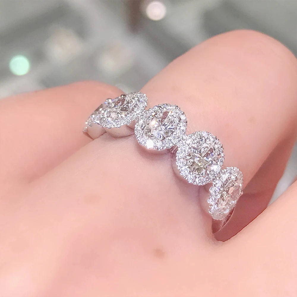 Oval Cubic Zirconia Band Women's Rings for Engagement Wedding Accessories Luxury Silver Color Female Jewelry