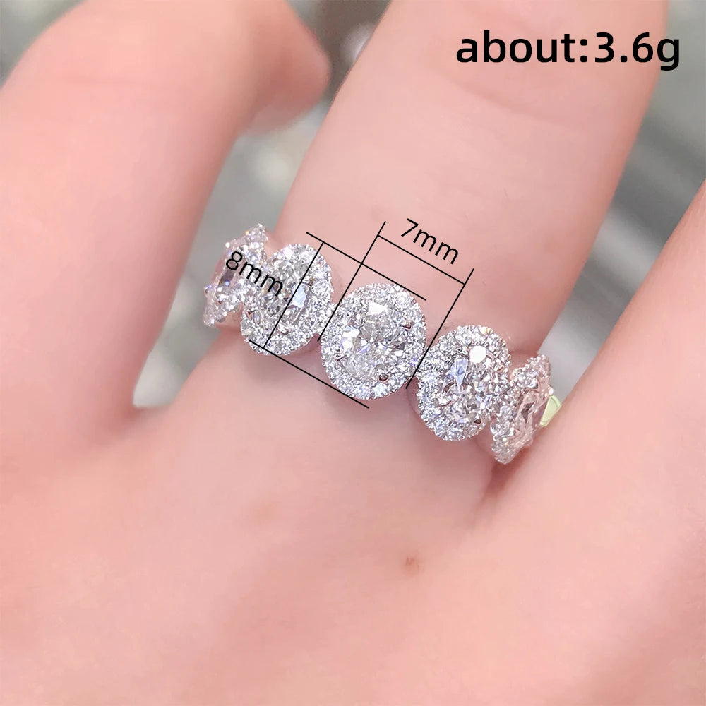 Oval Cubic Zirconia Band Women's Rings for Engagement Wedding Accessories Luxury Silver Color Female Jewelry