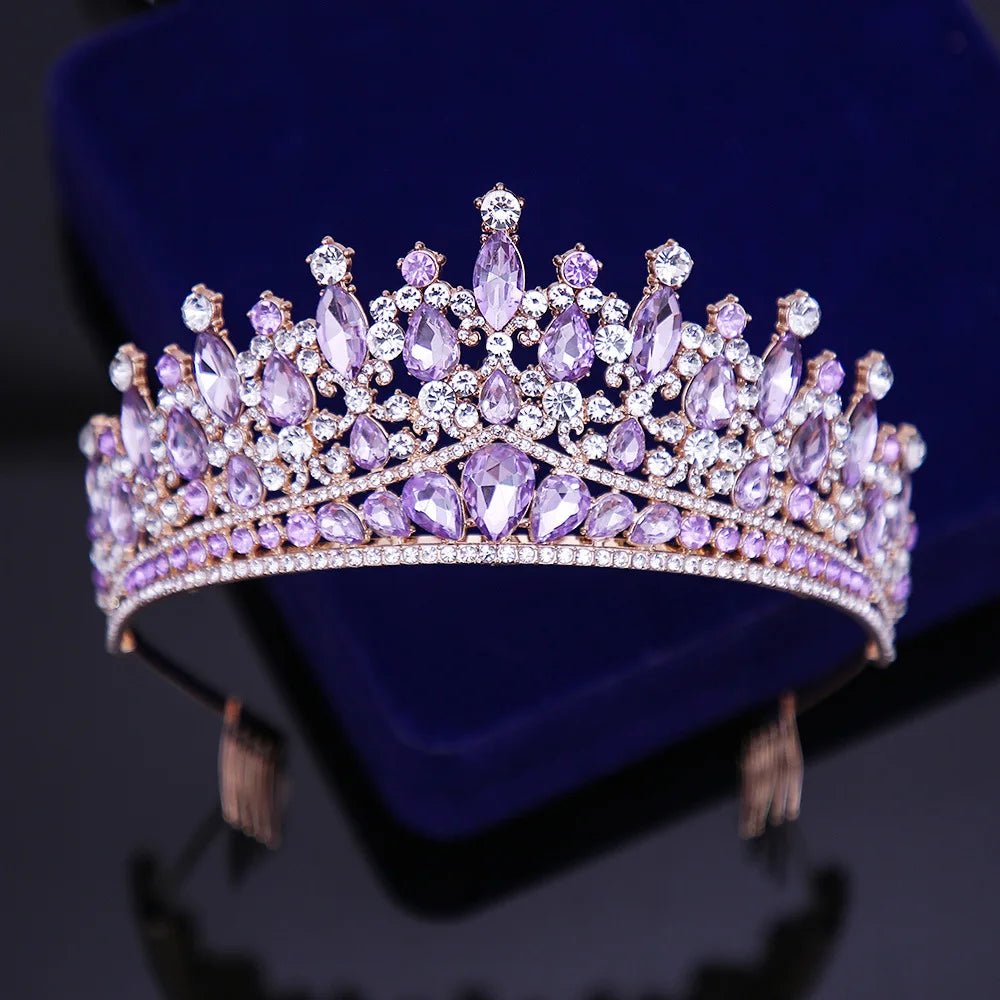 Luxury Gold Silver AB Color Crystal Wedding Crown With Combs Women Diadem Banquet Tiaras Party Costume Hair Jewelry Accessories - EUFASHIONBAGS