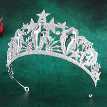 Cargar imagen en el visor de la galería, Gothic Style Black Red Star Crystal Tiaras Crowns Queen Diadem Witch Headdress Jewelry Halloween Cosplay Party Head Accessories