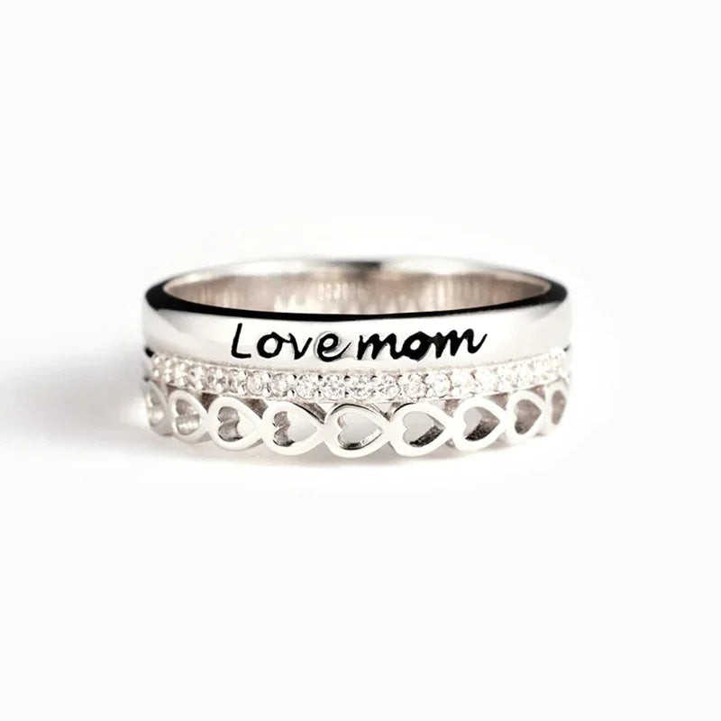 Love Rings for Mother Hearts Wedding Anniversary Gift Silver Color Fashion Luxury Women Rings Birthday Present Jewelry - EUFASHIONBAGS