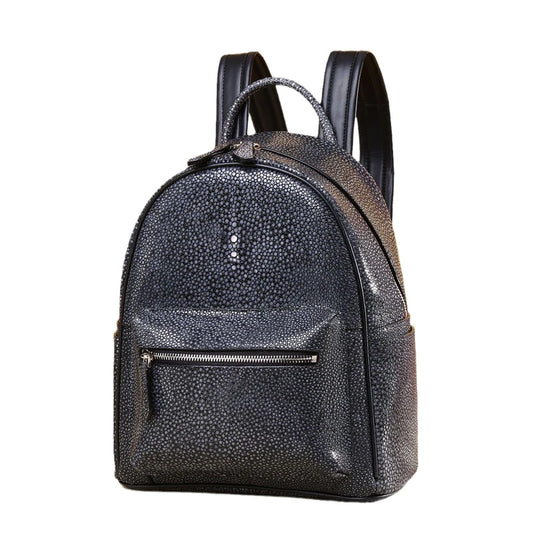 Winter New Women's Backpack Casual High Capacity Backpack Pearl Fishskin Bags Genuine Leather Schoolbag Female Bag - EUFASHIONBAGS