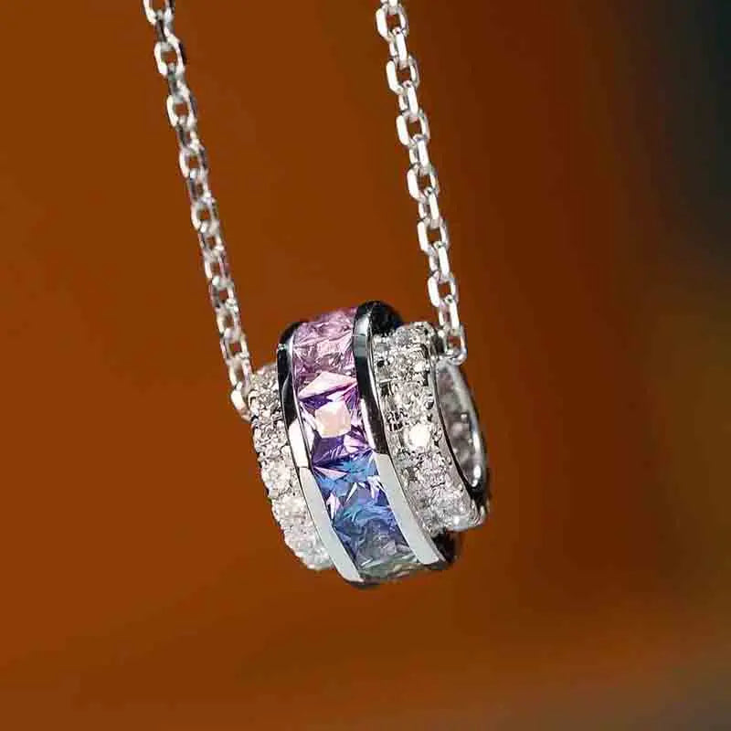 Rainbow Princess CZ Necklace for Women Fashion Accessories Luxury Trendy Bridal Wedding Necklace Statement Girls Jewelry