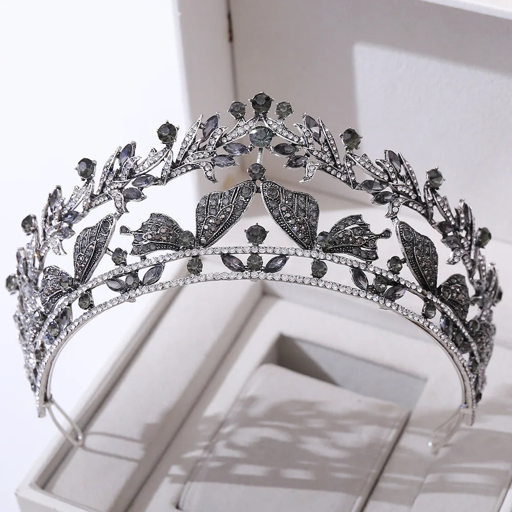 Baroque Vintage Bronze Crystal Butterfly Bridal Crown Tiara Rhinestone Diadem Tiaras for Women Headband Wedding Hair Accessories - EUFASHIONBAGS