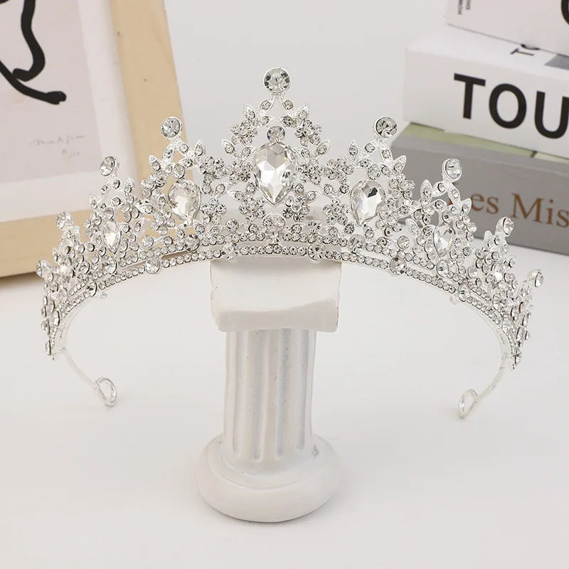 Trendy Crystal Rhinestone Tiaras Crown Wedding Hair Jewelry More Color Bridal Queen Princess Pageant Diadem Women Head Accessory - EUFASHIONBAGS