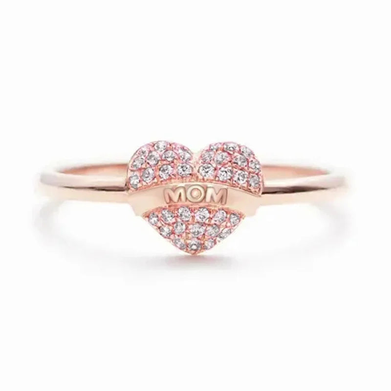 Romantic Heart Mom Design Rings for Women Noble Rose Gold Color Finger Accessories Modern Mother’s Day Best Gifts Jewelry