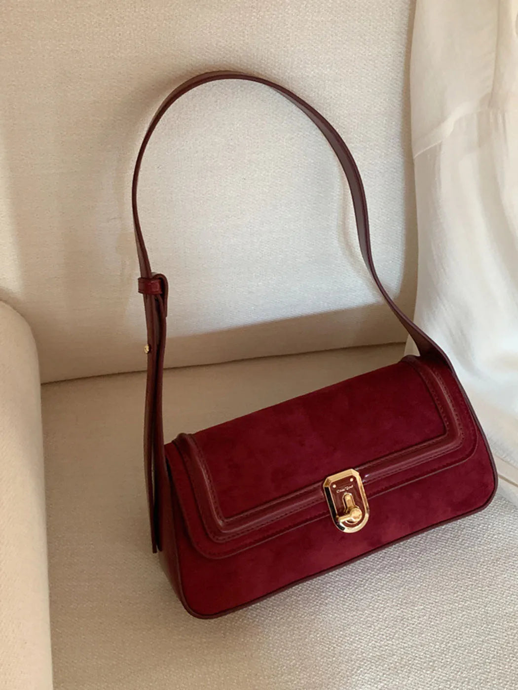 Vintage Red Shoulder Bag For Women High Street Luxury Designer Handbag Female Retro Purse Underarm Bag Y2k - EUFASHIONBAGS