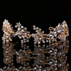 Luxury Crystal Pearl Wedding Tiaras Hairbands Headbands For Women Bride Party Bridal Wedding Hair Accessories Jewelry Headband