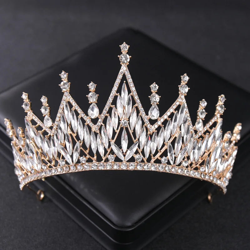 Gold Color Luxury Crystal Wedding Tiaras And Crowns Party Rhinestone Prom Bridal Diadem Crown Tiara For Women Bride Hair Jewelry - EUFASHIONBAGS