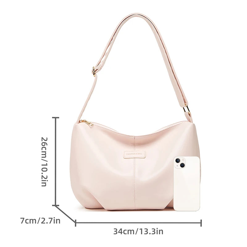 Women's Tote Bag Large Fashion Shoulder Bag Soft PU Leather Crossbody Bags Solid Color Casual Girls Handbags