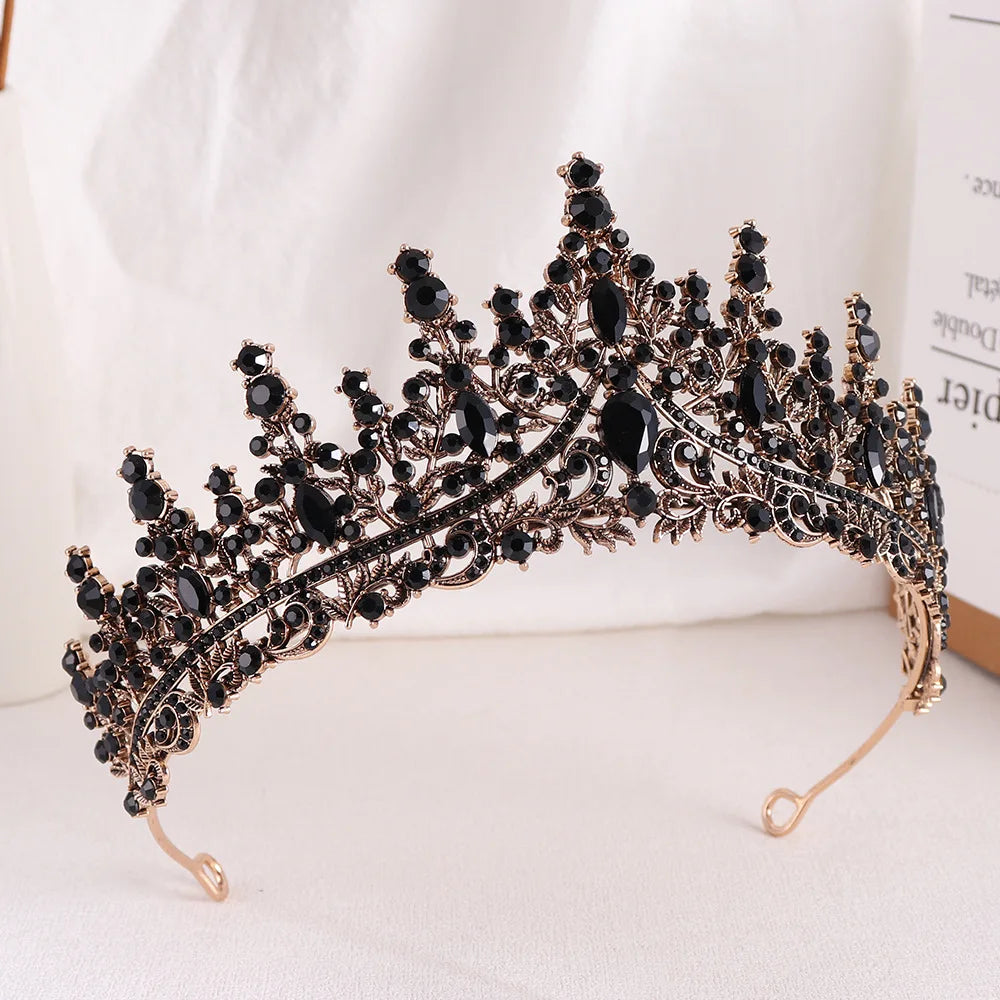 Baroque Luxury Black Crystal Bridal Tiaras Queen Crown For Women Girl Headpiece Wedding Diadem Princess Party Hair Dress Jewelry - EUFASHIONBAGS