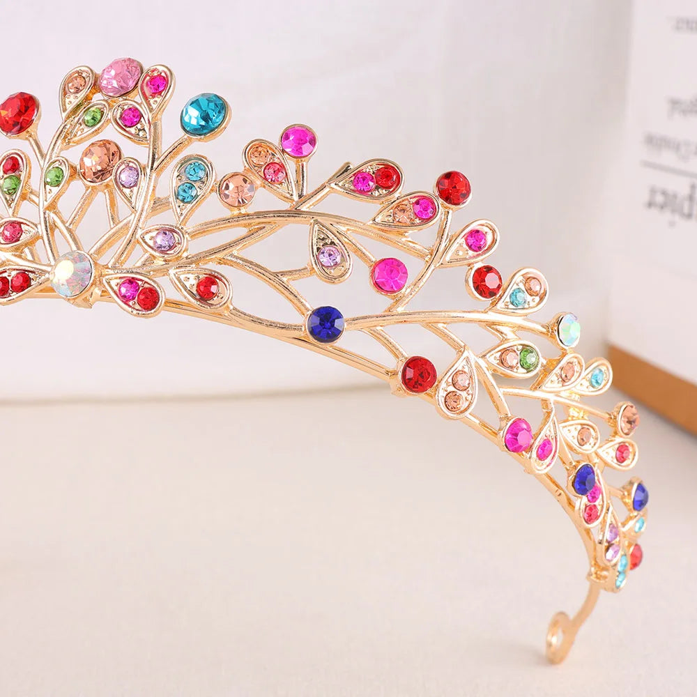 Classic Baroque AB Color Crystal Crown for Women Elegant Delicate Alloy Tiara Hair Band Banquet Party Princess Headdress Jewelry - EUFASHIONBAGS