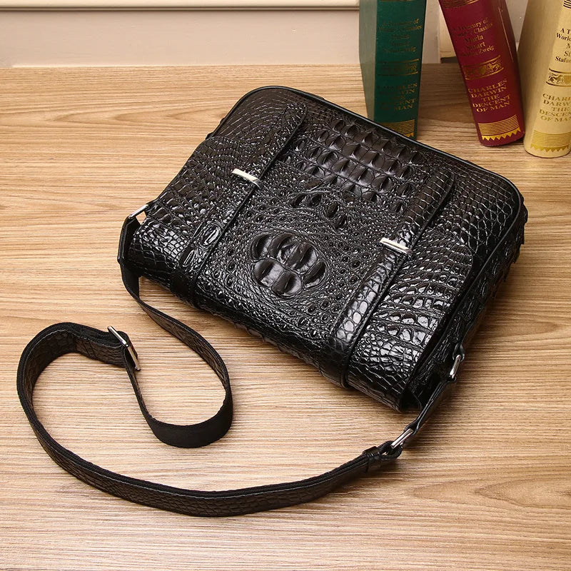 Genuine Leather Alligator Handbag Large Capacity Men's Briefcase Business Computer Bag Fashion Men's Bag - EUFASHIONBAGS