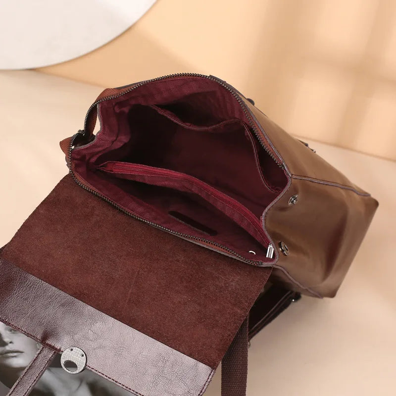 Genuine Leather Women's Backpack Retro College Style Girls Shoulder Bag High Quality Cowhide School Bags Large Tote Bag