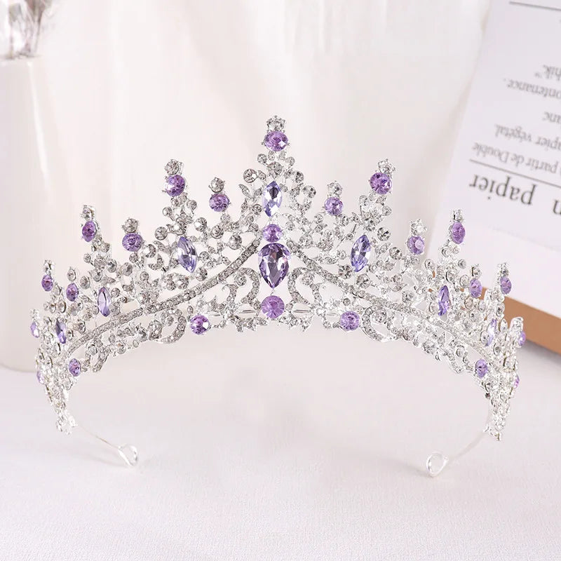 Baroque Princess Queen Opal Crystal Bridal Tiaras Crowns Luxury Elegant Headwear Diadem Wedding Hair Dress Jewelry Accessories - EUFASHIONBAGS