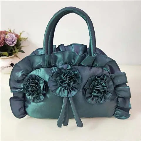 Gothic Purple Y2k Hand Bag Women New Dark Lolita Soft Chic Handle Purse Female Vintage Flower Cute Mini Bag Bolso Mujer - EUFASHIONBAGS