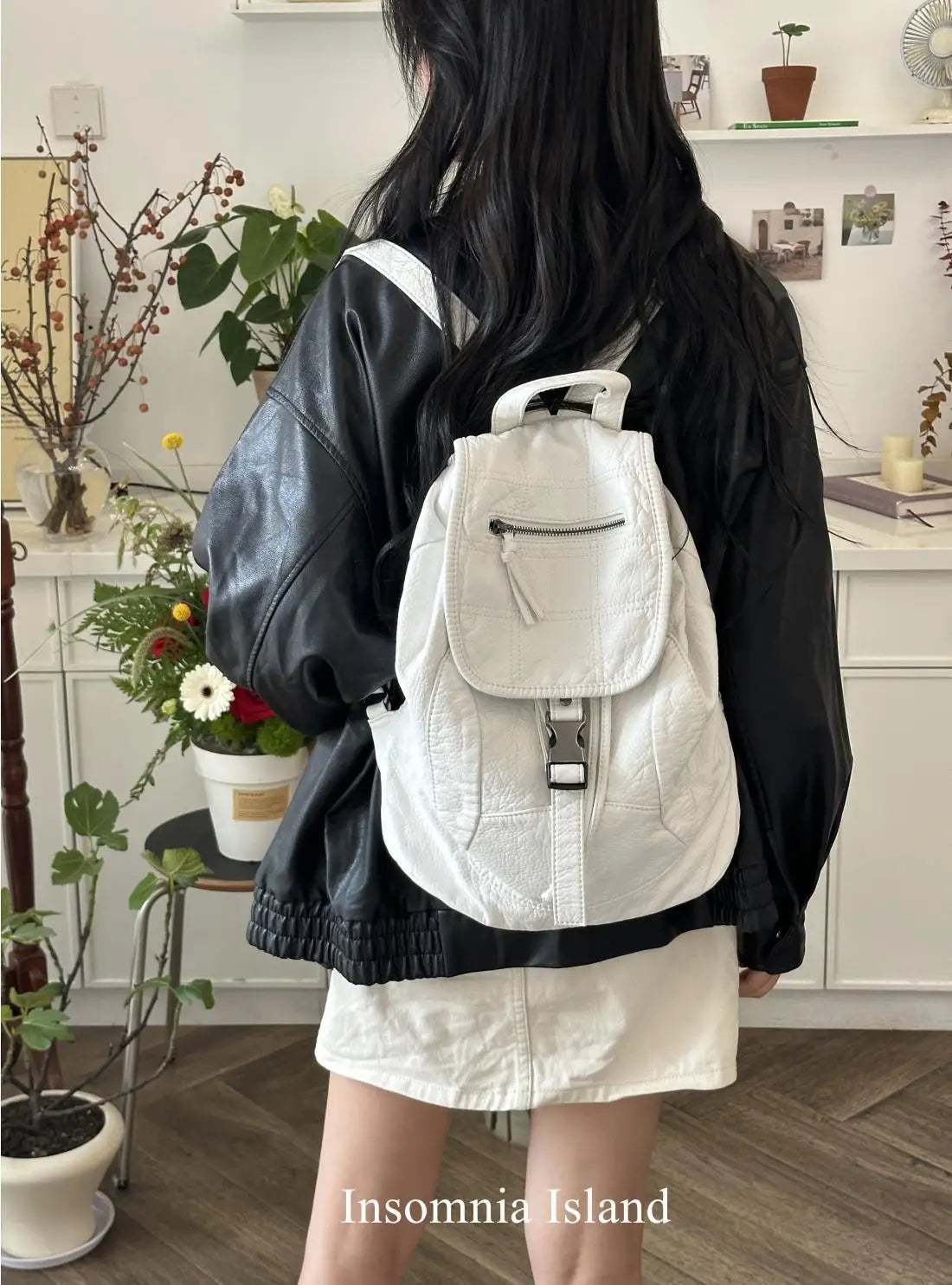 Hot Girls White Backpacks Women New Leather Zipper Soft Chic Casual Y2k Backpack Harajuku Retro Mochila Aesthetic