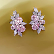 Laden Sie das Bild in den Galerie-Viewer, Pink Cubic Zirconia Stud Earrings Women Temperament Sweet Ear Accessories Daily Wear Luxury Trendy Female Jewelry Gift