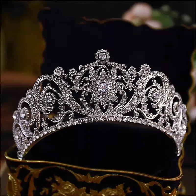 Baroque Princess Queen Cubic Zircon Bridal Crown Headwear Crystal Tiaras For Women Wedding Crowns Hair Dress Accessories Jewelry - EUFASHIONBAGS