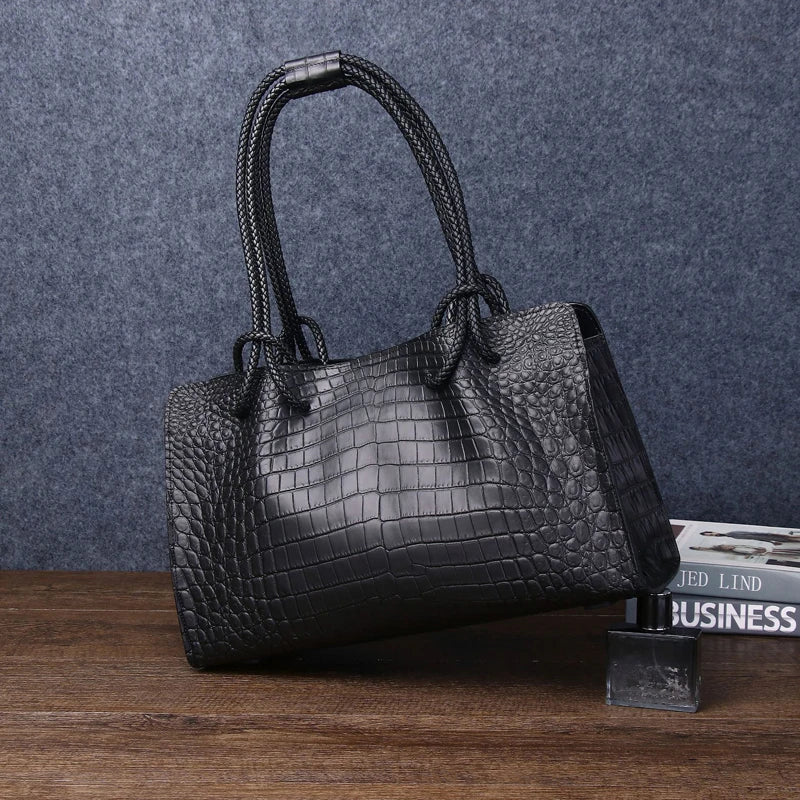 Genuine leather women's bag Real cowhide leather Crocodile Pattern luxury designer handbag luxury brand high quality women bags - EUFASHIONBAGS