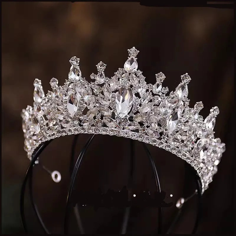 Luxury Diverse Silver Color Crystal Wedding Crown Bridal Headpiece Woman Baroque Rhinestone Tiaras Bride Diadem Hair Accessories - EUFASHIONBAGS