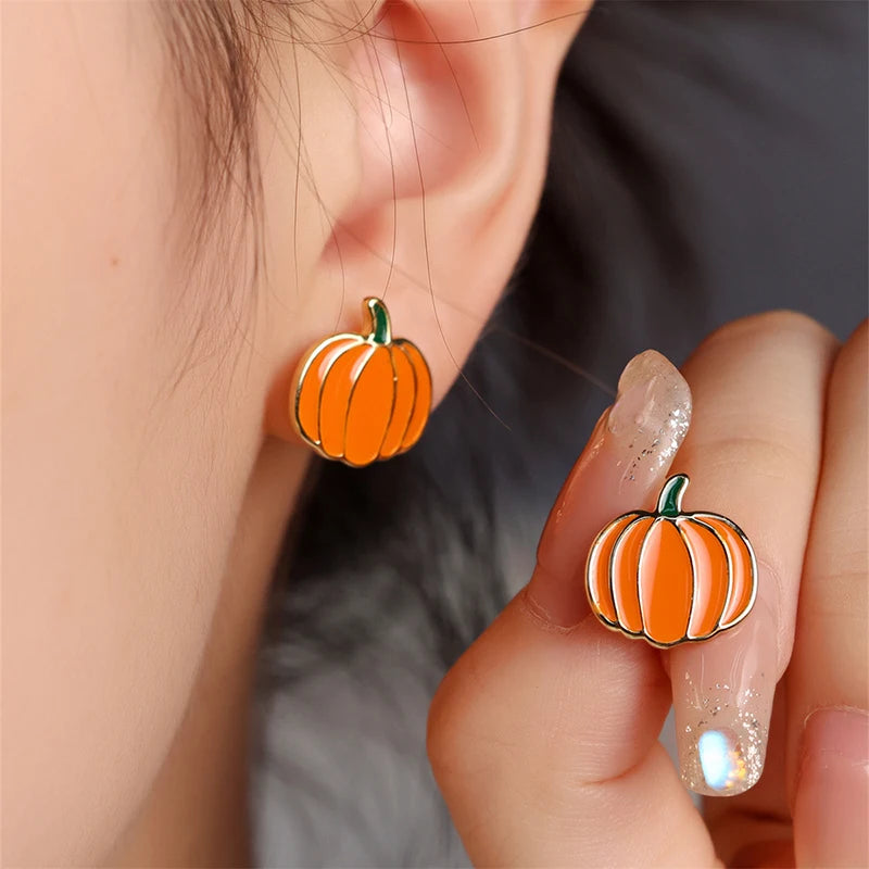 Newly Designed Pumpkin Stud Earrings Fancy Girls Ear Earrings Daily Wear Party Chic Accessories Fashion Jewelry for Women