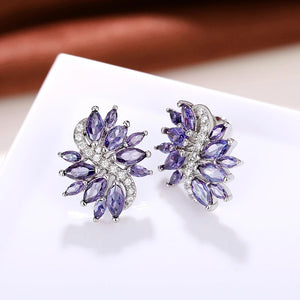 Marquise Purple CZ Stud Earrings Bling Bling Accessories for Women Wedding Elegant Lady Earrings Luxury Jewelry