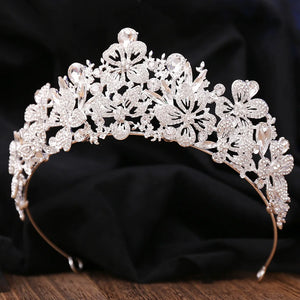 Baroque Luxury Pink Opal Royal Queen Wedding Crown Rhinestone Crystal Prom Diadem Pageant Headdress Tiara Hair Jewelry Accessory