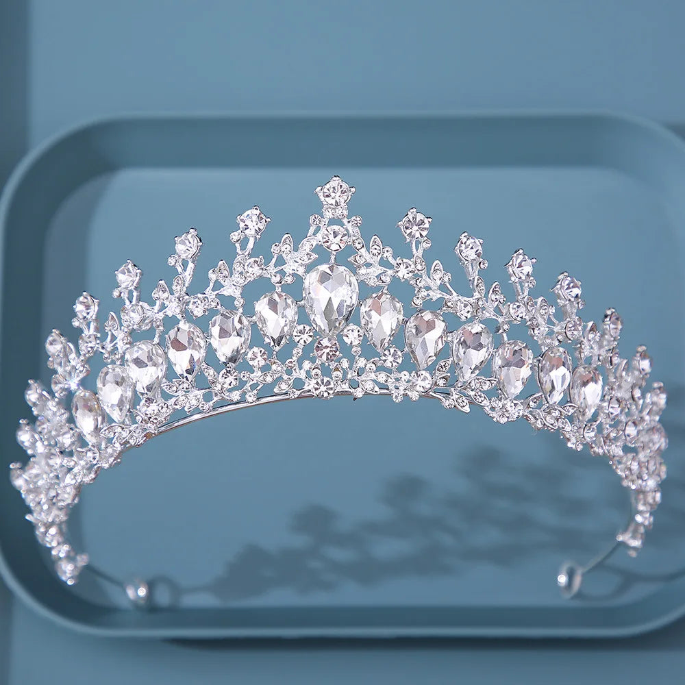 Diverse Silver Color Crystal Crowns Bridal Tiaras Fashion Queen Rhinestone Diadem CZ Headpiece Wedding Hair Jewelry Accessories - EUFASHIONBAGS