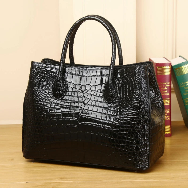 Women Genuine Leather Bag Cowhide Leather Crocodile Pattern Women's handbags Luxury Designer bags