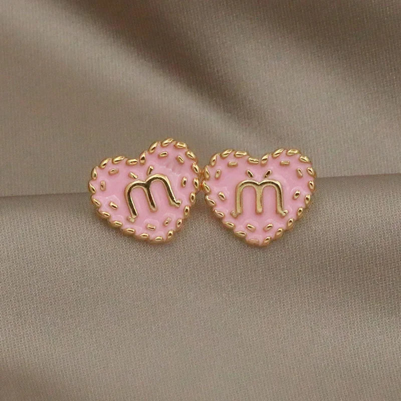 Classic Oil Letter M Crystal Stud Earrings Fashion Brand Jewelry Luxury Zirconia  Earrings for Women Party Accessories