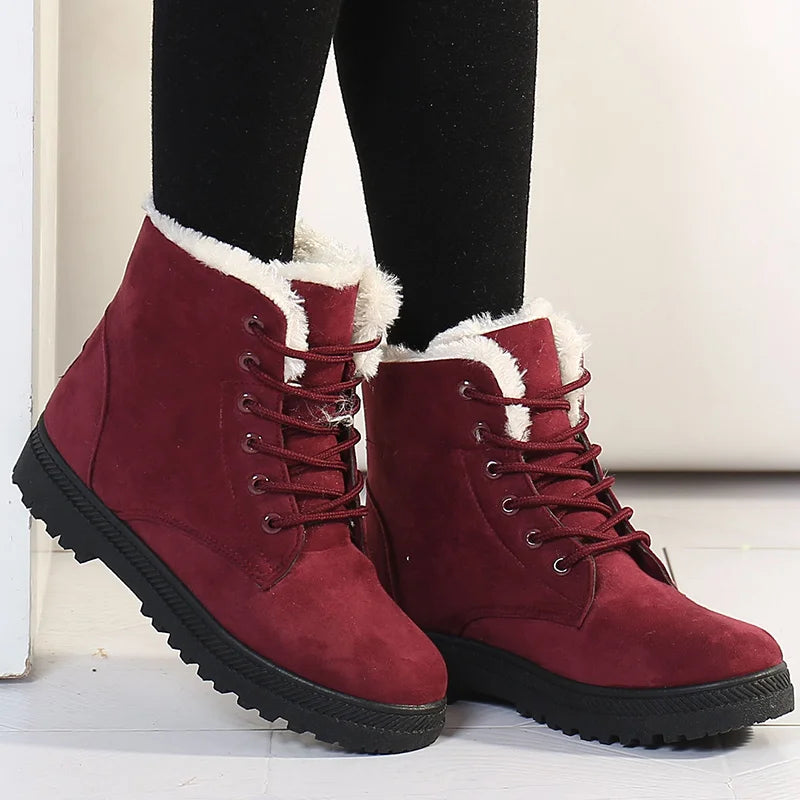 Women Boots For Winter Snow Boots Ankle Winter Shoes Women Fur Botas Mujer Low Heels Short Boot - EUFASHIONBAGS