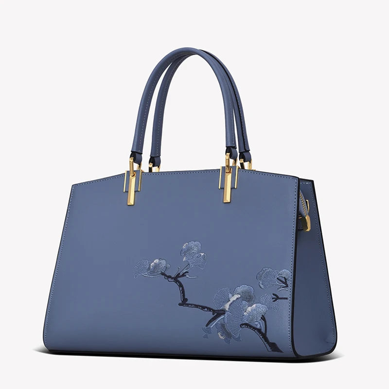 Genuine Leather Women's Bag Luxury Designer Handbag Fashion Female Bag Embroidered Real Cowhide Leather Bags - EUFASHIONBAGS