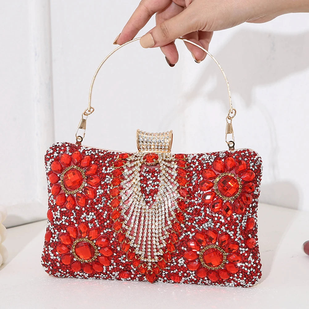 Women Diamonds Evening Bags Rhinestones Small Luxury Clutch Glitter Evening Bags for Parties Wedding Clubs - EUFASHIONBAGS