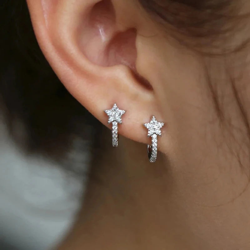 Chic Stars Hoop Earrings Women Dainty Ear Piercing Accessories Daily Wear Fashion Versatile Girls Earrings Hot Jewelry